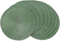 AHHFSMEI Round Braided Placemats 15 Inch Round Table Mats for Dining Tables Natural Woven Heat Resistant Place mats Set of 8 (Olive Green,8)