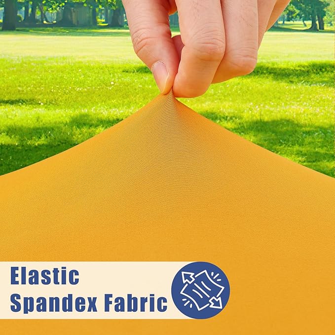 Round Spandex Tablecloth 2 Pack, Elastic Fitted Waterproof Tablecloths for 36"-44" Tables, Stretch Washable Picnic Table Cover for Camping, Dining, Indoor and Outdoor, Mustard Yellow
