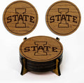LazerEdge Iowa State Cyclones Wooden Coaster Set - Cherry Wood - Officially Licensed Product - 4-Pack