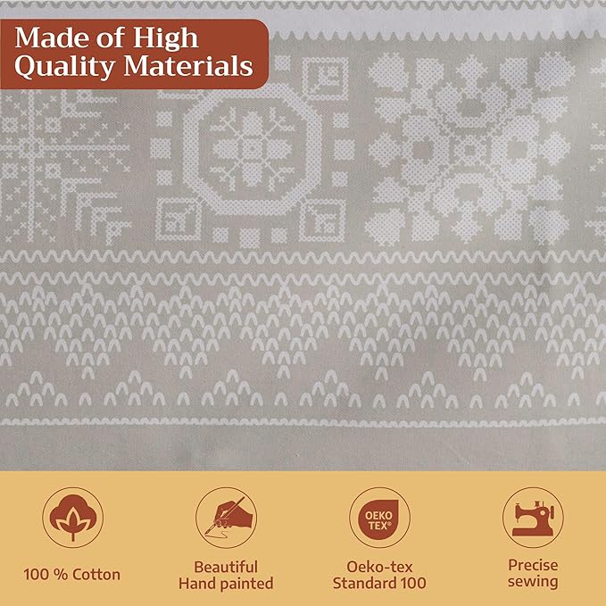 Maison d' Hermine Table Cloth Rectangle Table 100% Cotton 54 x 72 Inches Fall Tablecloth Reusable Everyday Use for Thanksgiving Christmas Decorations Dining Farmhouse Party (Cozy Christmas)