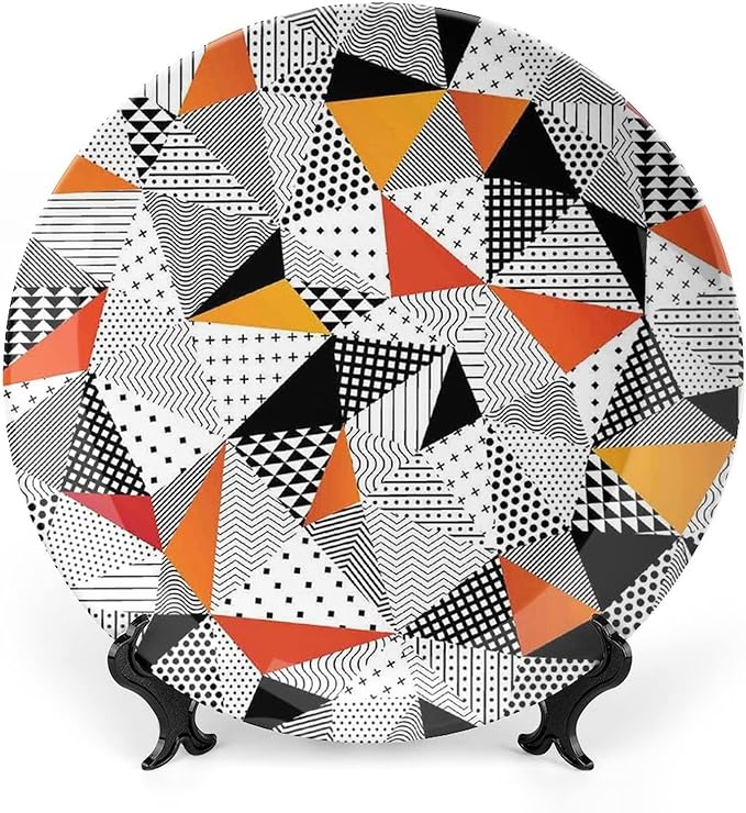 Ceramic Display Plate, Abstract Decor Ceramic Hanging Decorative Plate, Fashionable Polygonal Artwork Panes Craft Projects, 8 Inch, Household Custom Ceramic Plate, Multy