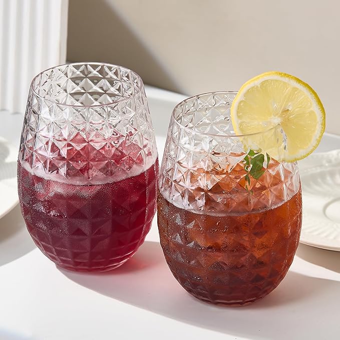 20 Pack Plastic Wine Glasses, 16Oz Disposable Wine Glasses Unbreakable Clear Plastic Cocktail Glasses Recyclable Shatterproof Reusable Wine Cups