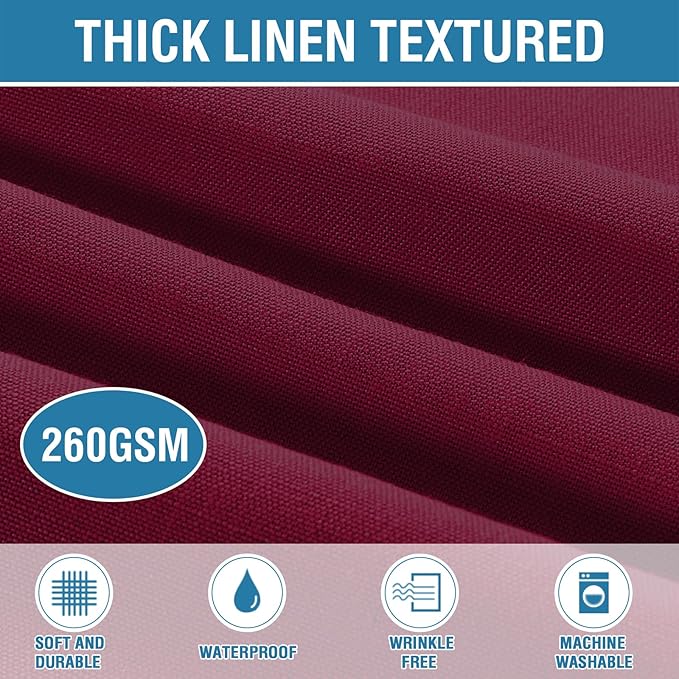 H.VERSAILTEX Linen Textured Table Cloths 60 x 104 Inch Premium Solid Tablecloth Spill-Proof Waterproof Table Cover for Dining Buffet Feature Extra Soft and Thick Fabric Wrinkle Free, Christmas Red