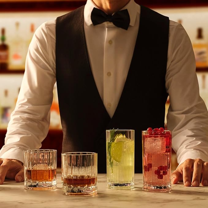 NUDE Whiskey Glasses Set of 4 DOF – 11.25 oz Premium Lead-Free Crystal Old Fashioned Rocks Glasses for Whisky, Scotch, Bourbon & Cocktails – Clear Heavy Base, Dishwasher Safe Barware Luxury Gift Set
