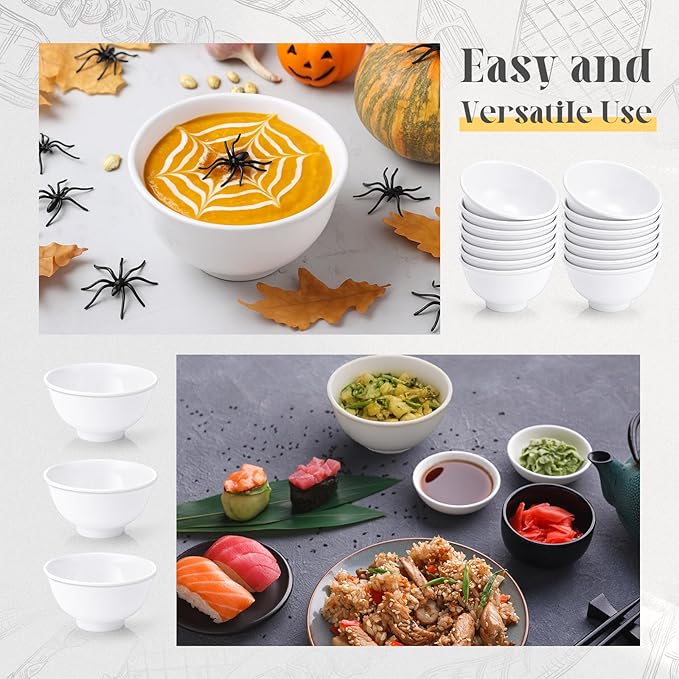 Tioncy 36 Pcs Bowls Set Unbreakable Dessert Soup Salad Bowls for Pasta Cereal Soup Dishwasher Safe (6 oz,White)