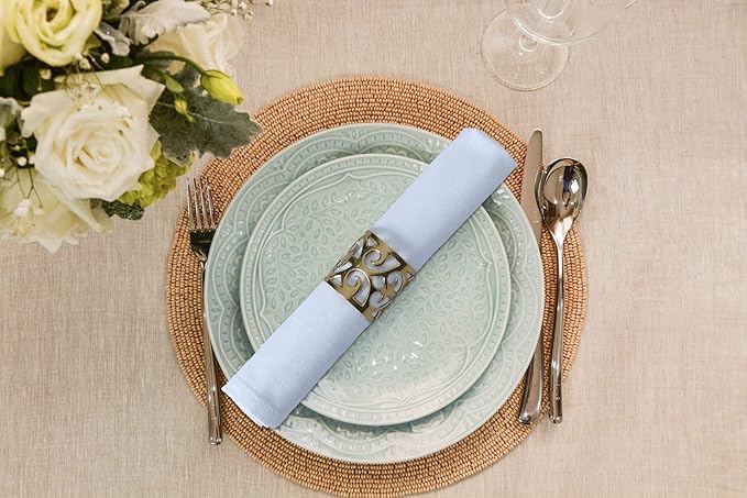 ACCENTHOME Cloth Napkins Set of 6 18x18 inch 100% Cotton Dinner Napkin Washable Hotel Quality Reusable Kitchen & Table Linen for Fall Thanksgiving Family Dinners Weddings & Everyday Use - White