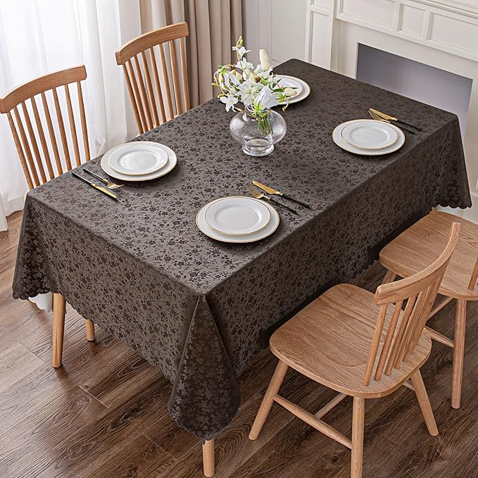 Smiry Rectangle Table Cloth, Waterproof Heavy Duty Vinyl Tablecloths, Wipeable Washable Table Cover for Kitchen and Dining Room (Coffee, 70" X 90")