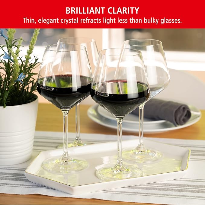 Spiegelau Style Burgundy Wine Glasses, Crystal Clear Red Wine Glasses for Pinot Noir, Elegant Glassware, Wedding Gifts, Birthday Gifts for Women and Men, Home Bar Accessories, 22.6 oz, Set of 4