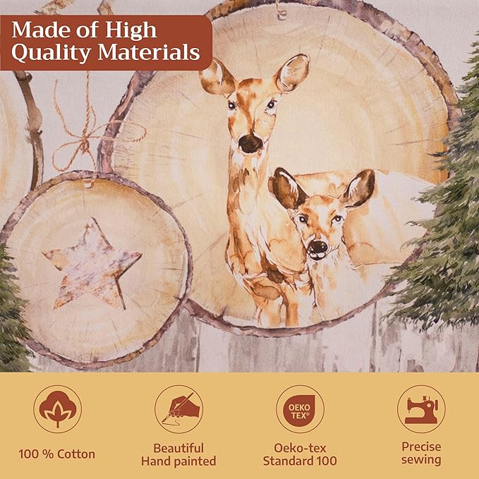 Maison d' Hermine Table Cloth Square Table 100% Cotton 60 x 60 Inches Fall Tablecloth Reusable Everyday Use for Thanksgiving Christmas Decorations Dining Farmhouse Party (Mountain Life)