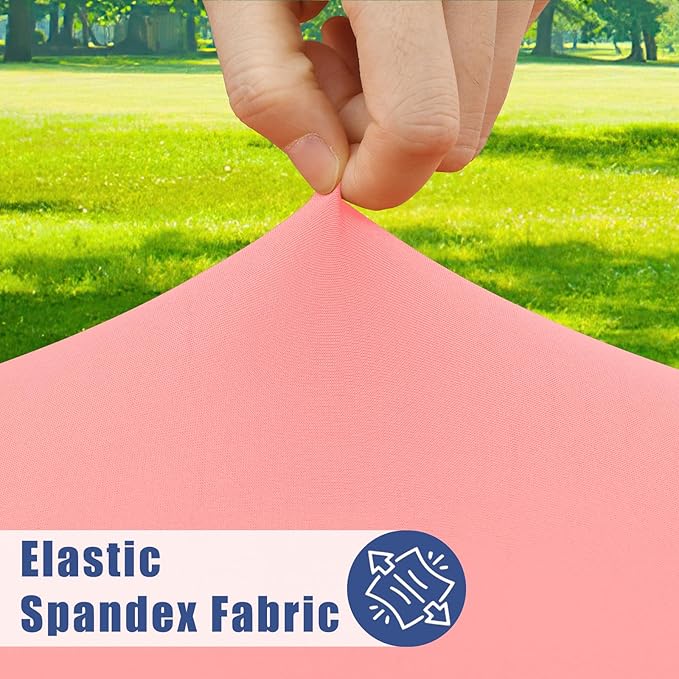 Spandex 4 Foot Rectangle Table Cloth 2 Pack, Elastic Fitted Tablecloths for Picnic, Stretch Washable Patio Table Cover for Outdoor, Camping, Banquet and Parties (Coral Red, 24"x48")