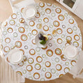 Walrus Round Vinyl Fitted Tablecloth with Flannel Backing Elastic Edge Design Table Cover Waterproof Oil-Proof PVC Table Cloth Stain-Resistant Best for 37"-44" Round