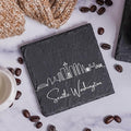 Blue Ridge Mountain Gifts - Seattle WA Skyline Coasters, Set of 4 - Seattle Washington Souvenir, Slate Coasters with Minimalist Skyline, Housewarming Gift for Friends, Family, & Neighbors