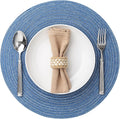 Round Placemats Set of 12 Woven Placemats Washable Braided Table Mats for Dining Table Heat Resistant Non-Slip Circle Place Mats(Mid Blue)