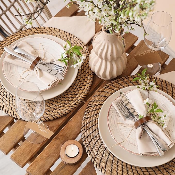 Remerry 50 Pcs Wooden Napkin Rings Handmade Dining Napkin Holder Buckles Farmhouse Semicircle Serviette Ring for Xmas Gathering Everyday Use Harvest Wedding Table Setting (Wood Color)