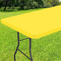 Smiry Rectangle Tablecloth, Elastic Fitted Flannel Backed Vinyl Tablecloths for 8ft Folding Tables, Waterproof Wipeable Table Covers for Indoor, Outdoor, Picnic and Camping (Yellow, 30"x96")
