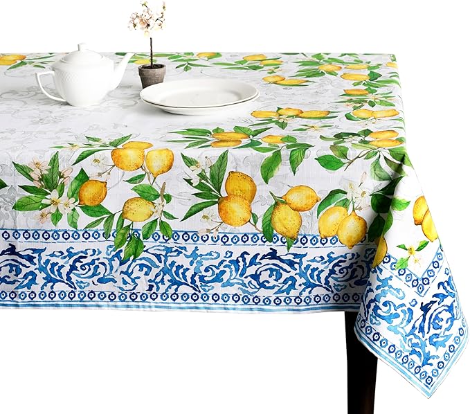 Maison d' Hermine Table Cloth Rectangle Table 100% Cotton 60 x 120 Inches Tablecloth Reusable Decorative for Dining Room Farmhouse Home Valentines Day Decorations Spring Summer - Cedrat