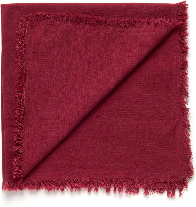 ACCENTHOME Burgundy Cotton Linen Napkin Set of 6 18x18 inch Dinner Napkins - Washable Soft Premium Hotel Quality Reusable Napkins Perfect Table Napkins for Family Dinners, Weddings & Everyday Use
