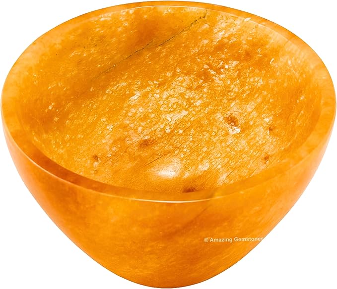 Golden Quartz Crystal Bowl - 2 Inch Decorative Bowls for Room and Home Decor - Gemstone Healing Crystals for Elegant Display, Positive Energy Balance and Gift