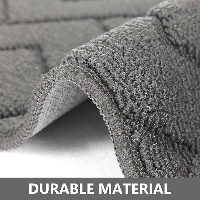 hicorfe Kitchen Rugs and Mats Sets,2 Pieces Super Absorbent Polypropylene Non-Slip Rug,Soft Comfort Floor Mat,Machine Washable for Kitchen,Hallway,Office,Sink,Laundry(20" x 32"+20" x 59",Grey)