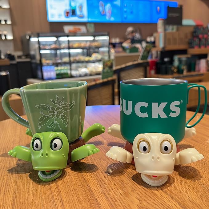 XYG® Turtle Coaster, Turtle Cup Holder with Funny Expression, 2 PC Cup Holder with Liftable Limbs & Expressive Face for Turtles,Tortoise Lover Gag Gifts Home Decor, Car(2pc-Green Pink)