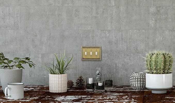 Henne Bery Sunken Pearls Heavy Duty Decorative Wall Plate Switch Plate Outlet Cover (Triple Toggle, Antique Brass)