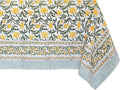 ATOSII Noor 100% Cotton Rectangle Spring Tablecloth, Handblock Floral Print Linen Table Cloth for Kitchen Dining I Parties, Outdoors, Weddings, Easter Holidays I 72 X 140 Inches I 12 Seater