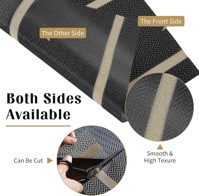 FAVE Placemats Set of 12 Black Placemats Woven with Golden Thread Heat Resistant 12 Vinly Place Mats for Wedding, Banquet, Birthday, Party, Restaurant (Black, 12"x18"-12PCS)