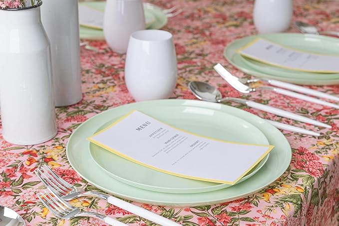 [30 Pack 8.6''] Mint Green Plastic Party Plates Edge Collection Premium heavyweight Elegant Disposable Tableware Dishes