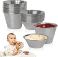 24 pcs Stainless Steel Condiment Small Sauce Cups - Round Ramekin Dipping Ramiken, Commercial Grade Metal Condiment for Ketchup, Soy Sauce, Vinegar, Butter
