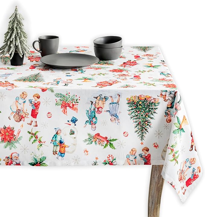 Maison d' Hermine Table Cloth Rectangle Table 100% Cotton 54 x 72 Inches Fall Tablecloth Reusable Everyday Use for Thanksgiving Christmas Decorations Dining Farmhouse Party (Chromo)