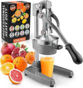 Zulay Kitchen Cast Iron Juicer - Easy-to-Clean Heavy-Duty Manual Juicer, Professional Citrus Juicer - Stainless Steel Lemon Squeezer - Manual Citrus Press & Orange Squeezer - Orange Juicer (Gray)