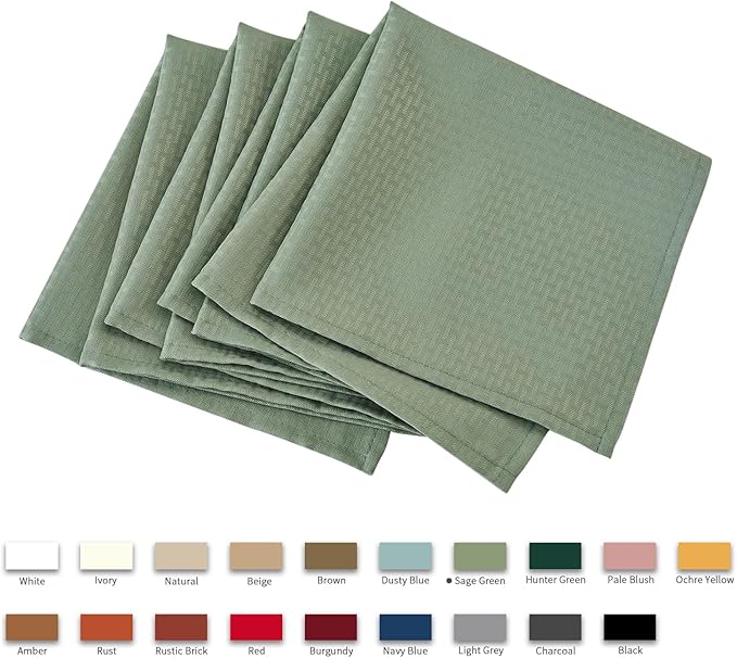 maxmill Cloth Napkins Weaved Texture Pattern Soft Comfortable and Luxury Serviette for Restaurant Family Dinners Weddings Parties and Banquets Set of 4 Pieces, 20 x 20 Inch Sage Green