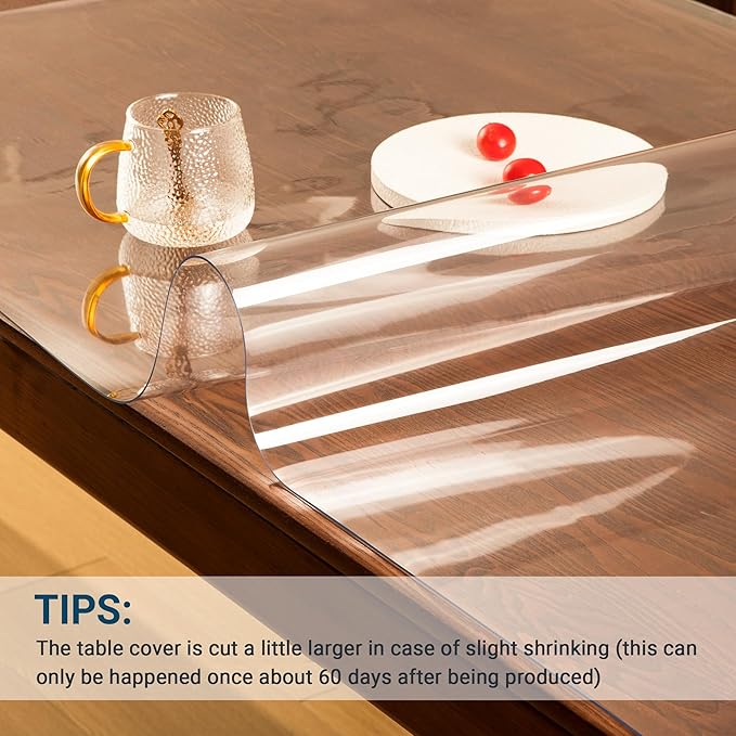 Clear Table Cover Protector Rectangle 12x24 Inch, 1.5mm Transparent Plastic Table Protector Waterproof, Anti-Scratch Clear Desk Mat for Office Desktop Dresser Dining Table, FDA Compliant