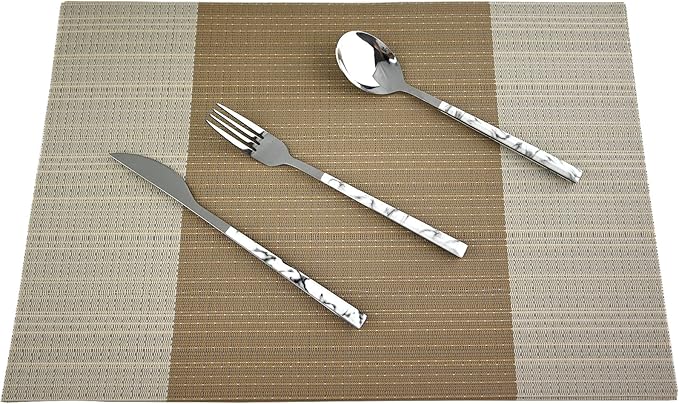 Gugrida Vinyl Grey Florals Placemats Heat Resistant Dining Table Mats Non-Slip Washable Place Mats Set of 6
