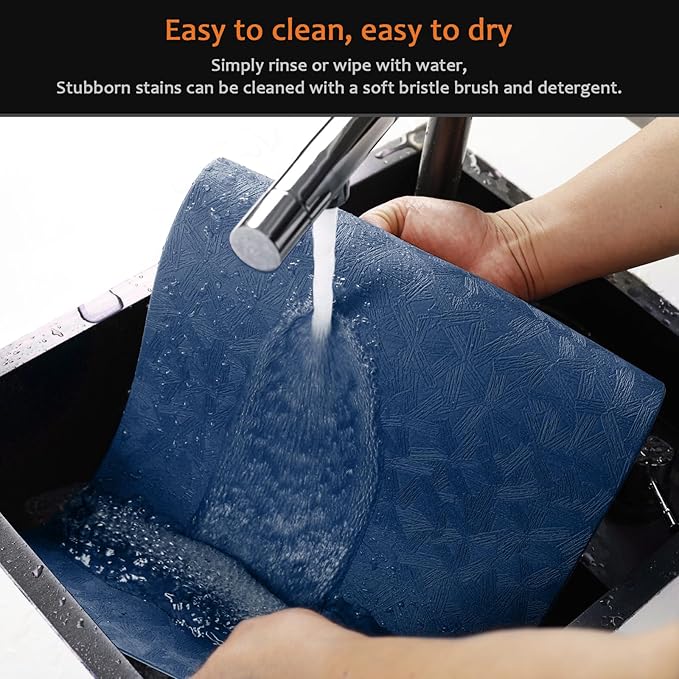 Vinyl Placemats Set of 12 Faux Leather 100% Waterproof Wipeable Washable Place Mats Heat Resistant Easy Clean Non-Slip Table Mats for Indoor Outdoor. (12,Blue)