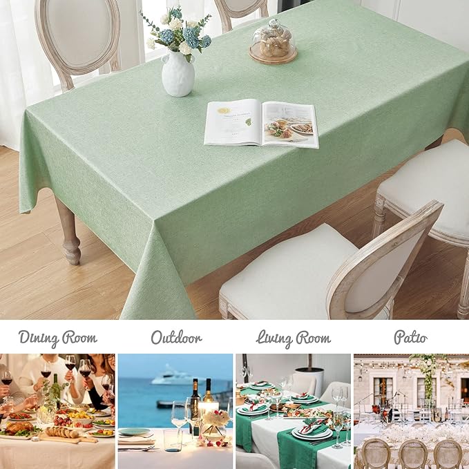 Rectangle Tablecloth Waterproof Linen Textured Table Cloth Stain and Wrinkle Resistant Washable, Decorative Fabric Table Cover for Dining, Party and Camping (Sage Green, 52 * 70)
