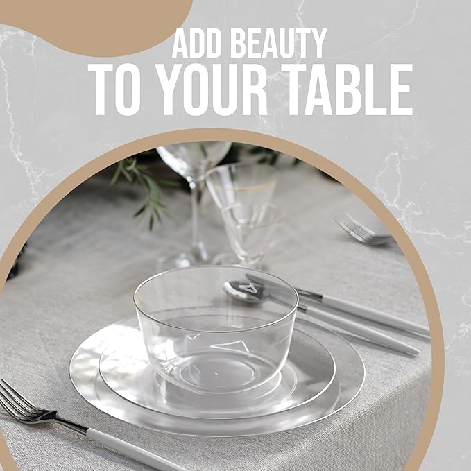 Trendables Plastic Bowls Disposable Bowls 24 Oz Set Of 50 Clear Modern Plastic Serving Bowls Perfect For Parties And Events