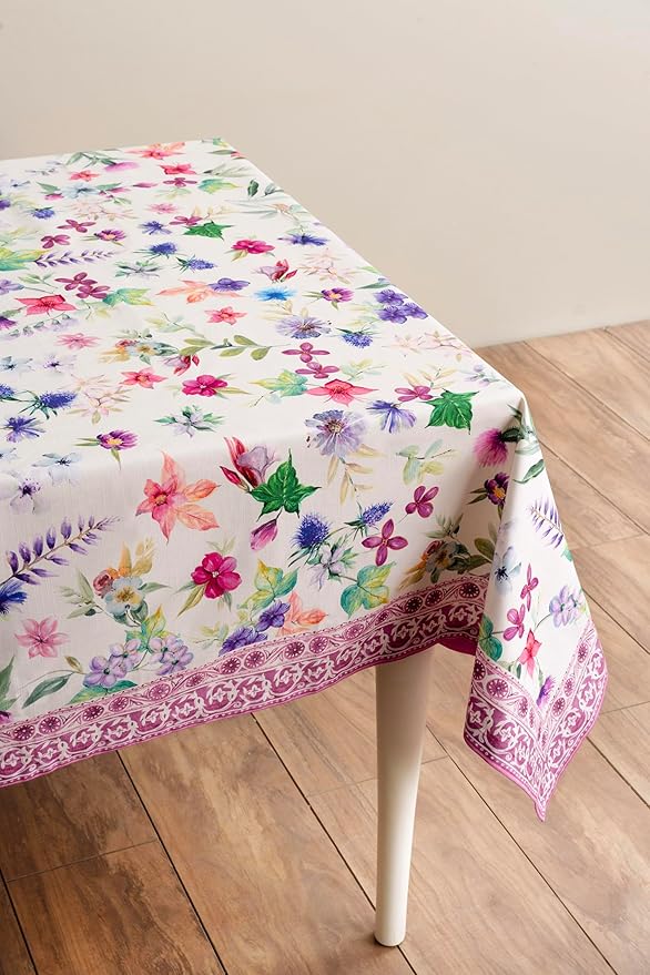 Maison d' Hermine Table Cloth Square Table 100% Cotton 60 x 60 Inches Tablecloth Reusable Decorative for Dining Room Farmhouse Home Valentines Day Decorations Spring Summer - Chardon