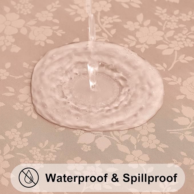 Smiry Rectangle Table Cloth, Waterproof Heavy Duty Vinyl Tablecloths, Wipeable Washable Table Cover for Kitchen and Dining Room (Tan, 60" X 84")