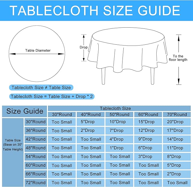 Hiasan Round Linen Tablecloth 50 Inch - Wrinkle and Stain Resistant Washable Polyester Fabric Table Cloth for Dining Room Kitchen Party, Champagne