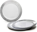 OCCASIONS 240 Plates Pack,(120 Guests) Premium Wedding Party Disposable Plastic Plates Set -120 x 10.25'' Dinner + 120 x 7.5'' Salad/Dessert (Starlight in White & Silver)