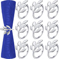 Hotop 150 Pcs Leaf Napkin Rings Set Silver Metal Napkins Rings Holders Bulk Glossy Table Adornment for Vintage Wedding Bridal Thanksgiving Christmas Holidays Fall Dinner Party Decoration Favors