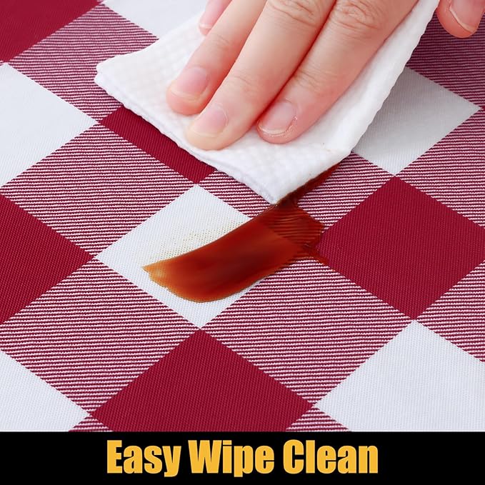 Smiry Rectangle Picnic Table Cloth, Elastic Waterproof Fitted Vinyl Tablecloths, Flannel Backed Buffalo Plaid Table Covers for Dining, Camping, Outdoor (Burgundy and White, 30" x 72")