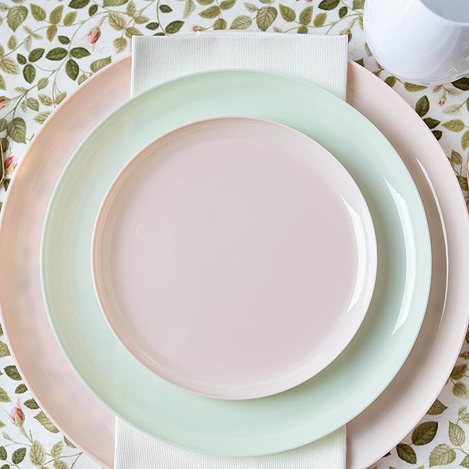 [30 Pack 8.6''] Mint Green Plastic Party Plates Edge Collection Premium heavyweight Elegant Disposable Tableware Dishes