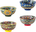 Henten Home Ceramic Dessert Bowls Set of 4, Bohemia 10 oz Snack Serving Bowl, Porcelain Colorful Bowls for Sauce, Fruits, Ice Cream, Soup, Decorative, Microwave & Dishwasher Safe