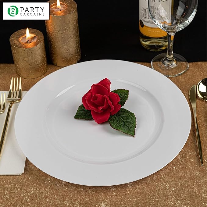 PARTY BARGAINS 13-Inch Charger Plates - 16 Pack, White, Heavy-Duty Disposable Chargers for Elegant Dining - Ideal for Weddings and Formal Events