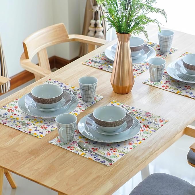 Daisy Sunflower Placemats - Spring Summer Tablemats 12x18 Floral Flowers Blossom Place Mats Set of 4 for Party Kitchen Dining Multicolor