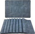 WAZAIGUR Waterproof Easy to Clean Non-Slip Heat Resistant Thick Faux Leather Placemats for Dining Table Set of 8,Navy Blue