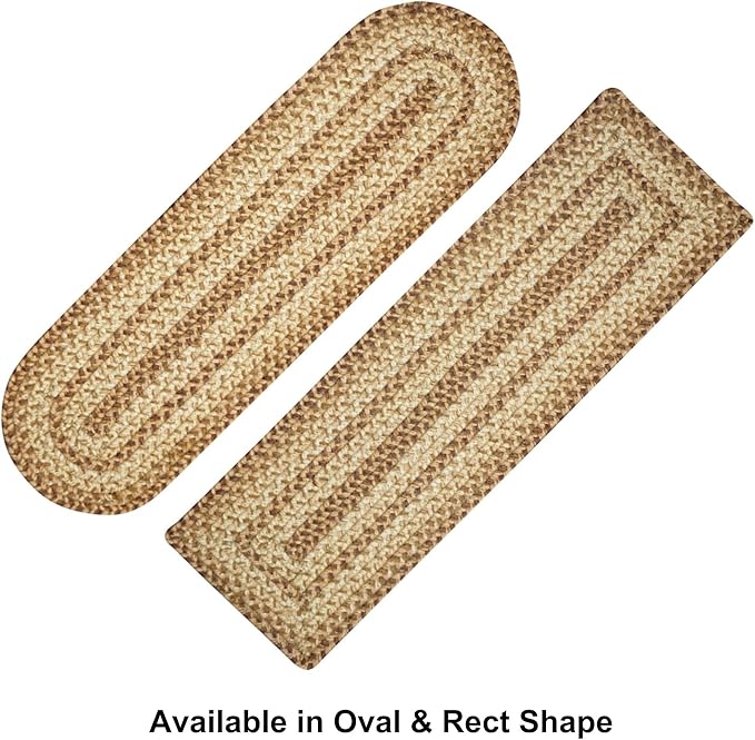 Homespice Cookie Dough Jute Braided Long Table Runner, Country Rustic Decor, Brown Rectangle 11x36 - Rich Colors, Easy to Clean, Durable and Protects Furniture