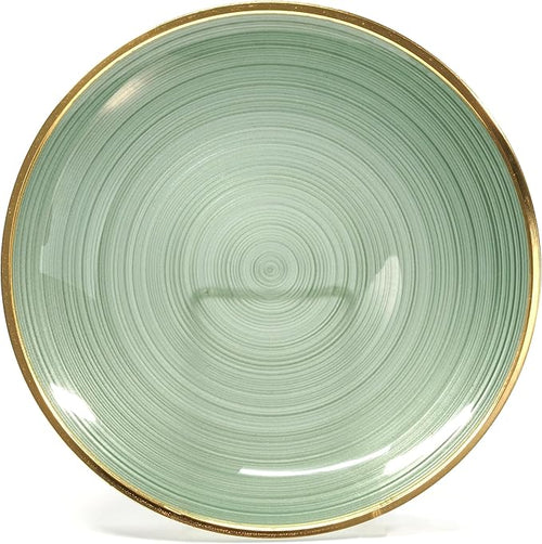 " OCCASIONS " 50 Plates Pack (25 Guests)-Wedding Party Disposable Plastic Plate Set -25 x 10'' Dinner + 25 x 7'' Salad & Dessert plates (Belize in Green & Gold)